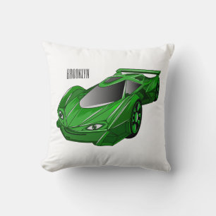 Green sports car with airfoil illustration  cushion