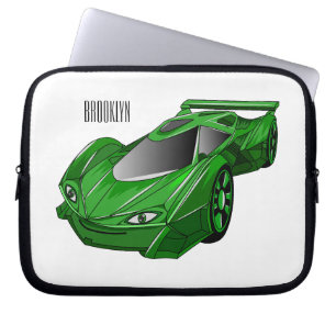 Green sports car with airfoil illustration laptop sleeve