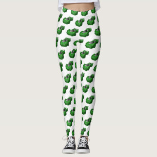 Green sports car with airfoil illustration leggings