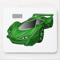 Green sports car with airfoil illustration