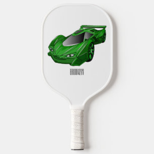 Green sports car with airfoil illustration pickleball paddle