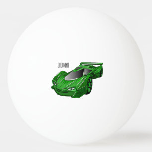 Green sports car with airfoil illustration ping pong ball