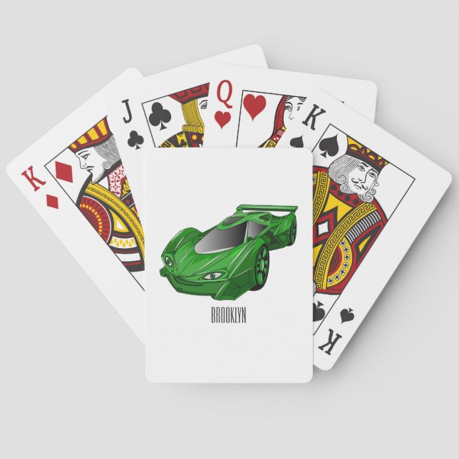 Green sports car with airfoil illustration  playing cards (Back)