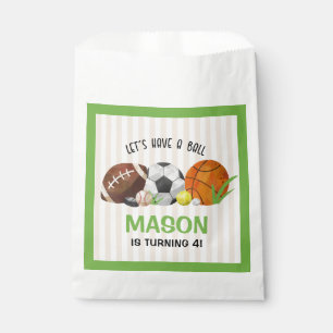 Green Sports Football Basketball Birthday Party  Favour Bags