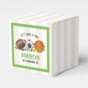 Green Sports Football Basketball Birthday Party  Favour Box