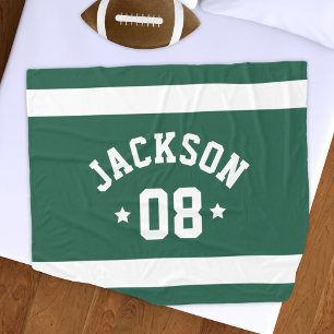 Green Sports Jersey Name and Number Fleece Blanket