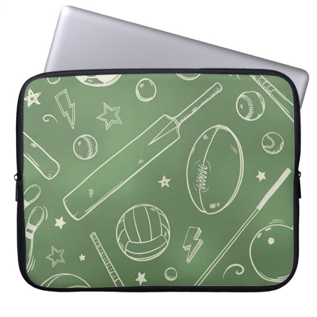 Green Sports Pattern Laptop Sleeve (Front)