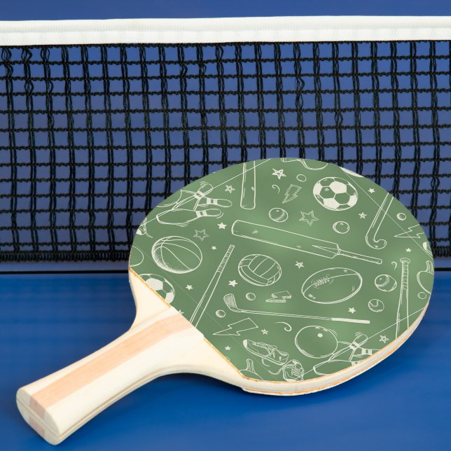 Green Sports Pattern Ping Pong Paddle (Insitu)