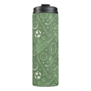 Green Sports Pattern Thermal Tumbler