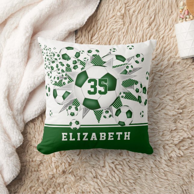 green sports room girls soccer balls stars cushion (Blanket)