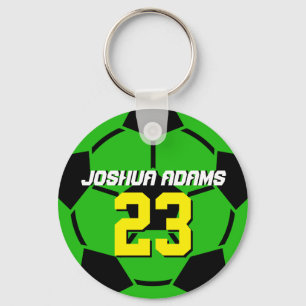 Green Sports Team Soccer Ball Keychain