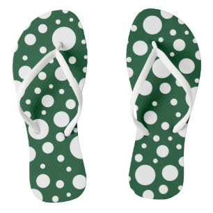 Green Spots Flip Flops
