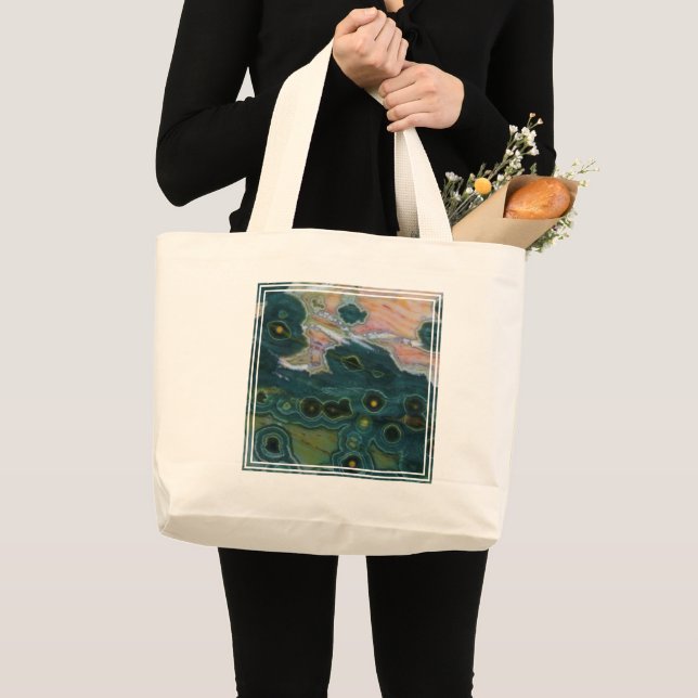 Green Spotted Ocean Jasper Large Tote Bag (Front (Product))