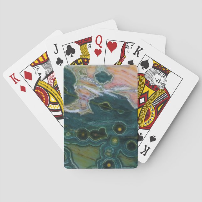 Green Spotted Ocean Jasper Playing Cards (Back)