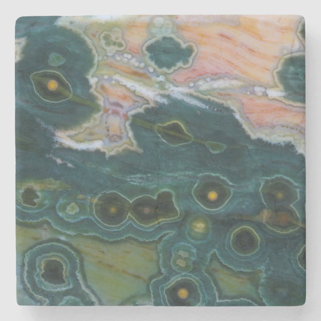 Green Spotted Ocean Jasper Stone Coaster (Front)