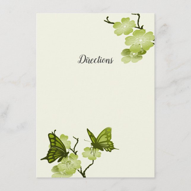 Green Spring Blossoms With Butterflies Enclosure Card (Front)