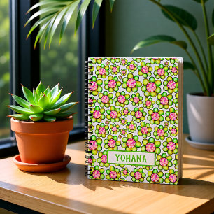 Green Spring Flower Personalised Name Notebook