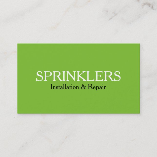 Green Sprinkler System Installation and Repair Business Card (Front)