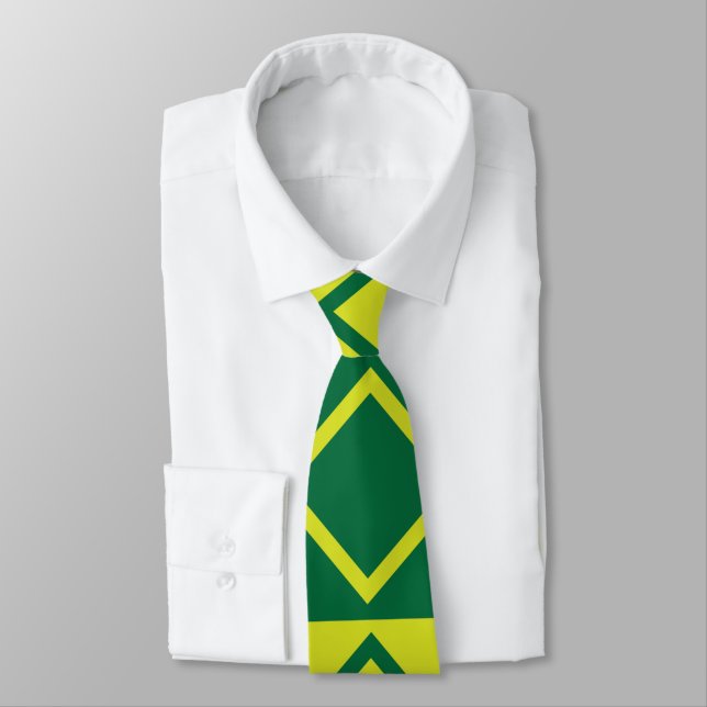 Green Square Diamond Geometric Tie (Tied)