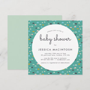 Green Square Geometric Baby Shower Invite