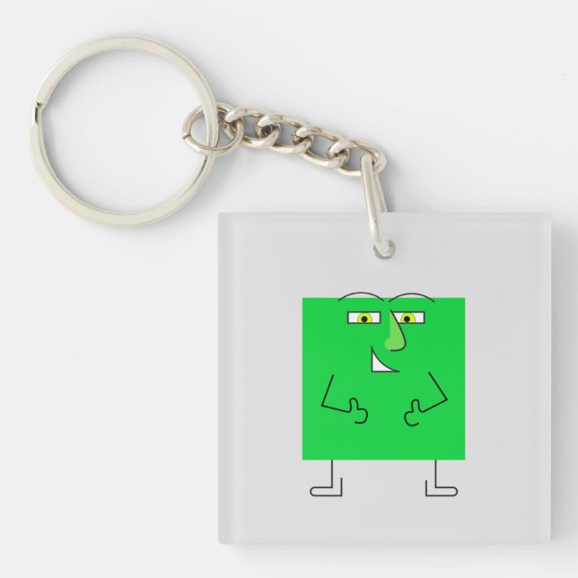 Green Square Guy Key Ring (Front)