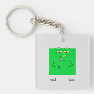 Green Square Guy Key Ring