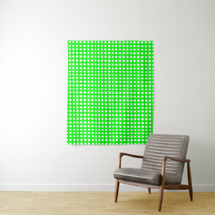 Green square mesh grid tapestry
