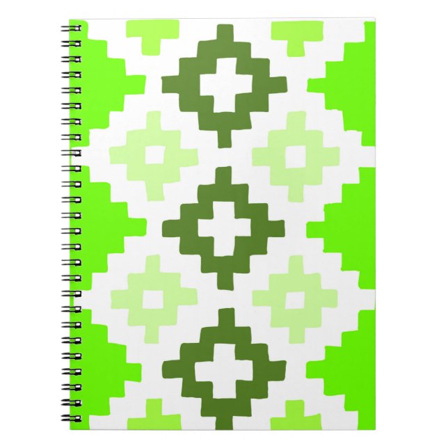 Green square quilt pattern notebook (Front)
