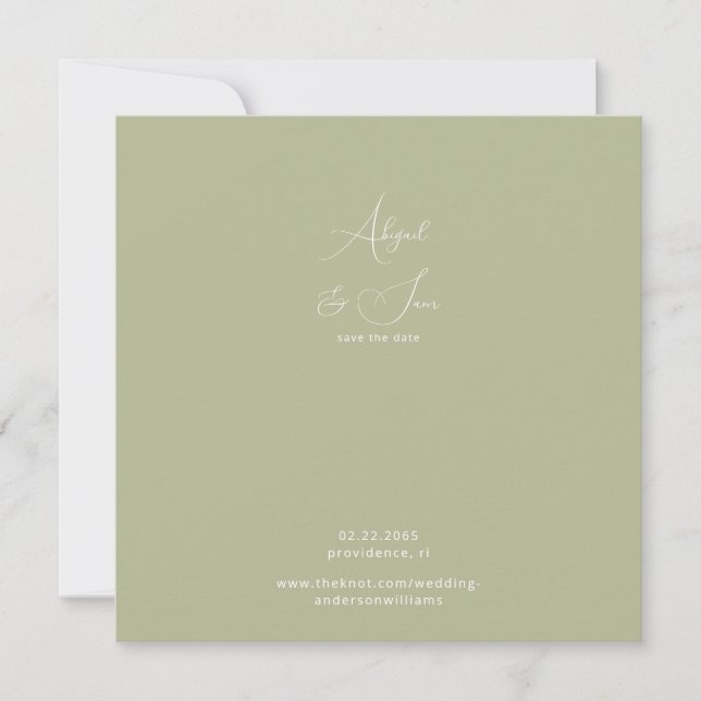 Green Square Wedding Save the Date (Front)