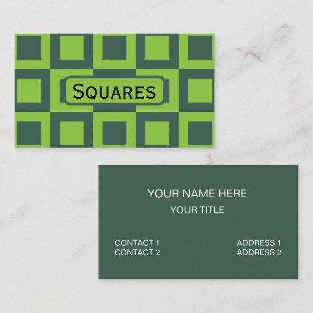 Green Squares Geometric Business Card (Front/Back)