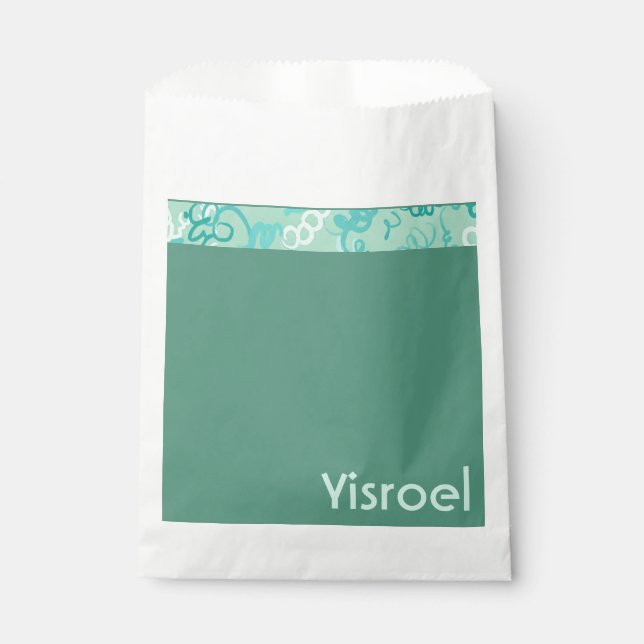 Green Squiggles upsherin favour bags (Front)