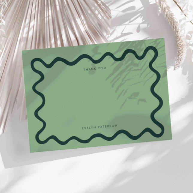 Green Squiggly Wavy Line Thank You Card (Creator Uploaded)