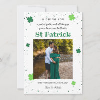 green st patrick baby announcement clover photo