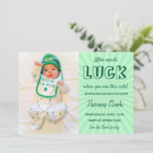 green st patrick's day baby announcement  photo