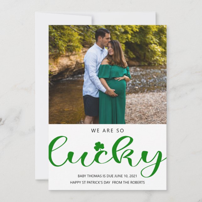 green st patrick's day baby/pregnancy announcement (Front)