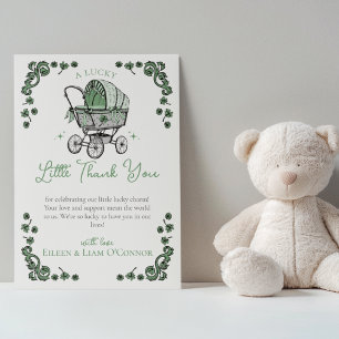 Green St Patricks Day Baby Shower Thank You Card