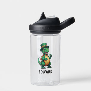 Green St Patrick's day dinosaur Water Bottle
