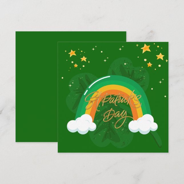 Green St. Patrick's Day Holiday Card (Front/Back)