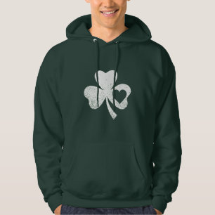 Green St Patricks Day Irish Patty's Heart Shamrock Hoodie