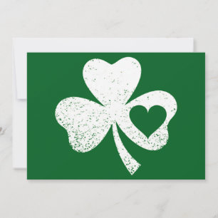 Green St Patricks Day Irish Patty's Heart Shamrock Invitation