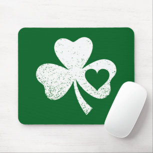 Green St Patricks Day Irish Patty's Heart Shamrock Mouse Mat