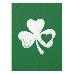 Green St Patricks Day Irish Patty's Heart Shamrock Tablecloth