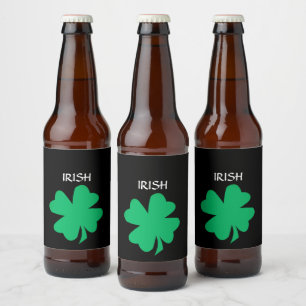 Green St Patrick's Day Irish Shamrock Leaf 2023 Beer Bottle Label