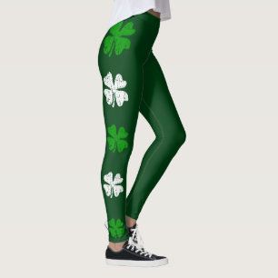 Green St Patricks Day legging with cute shamrocks