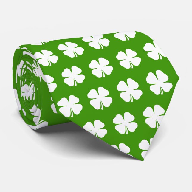 Green St Patrick's Day neck tie for Irish outfit (Rolled)