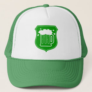 Green St Patrick's Day party hat with beer logo