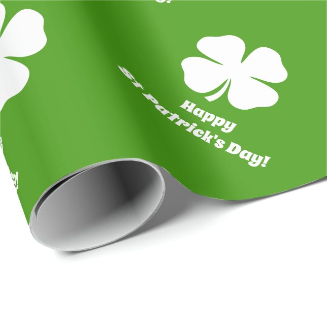 Green St Patrick's Day shamrock wrapping paper (Roll Corner)