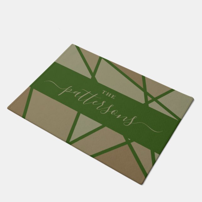 Green Stained Glass Imitation Welcome Home Family Doormat (Angled)