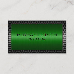 Green Stainless Steel Modern Metal Border Business Card