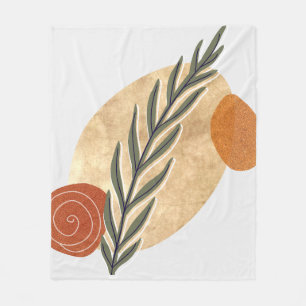 Green Stalk Boho Fleece Blanket